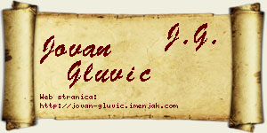 Jovan Gluvić vizit kartica